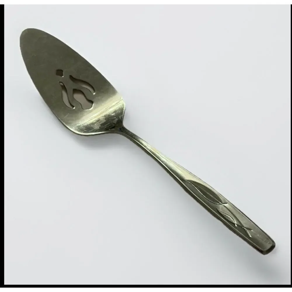 Vintage ROGERS Cake Server  Cutlery Co Stainless Steel Pierced Pie USA 3380-60